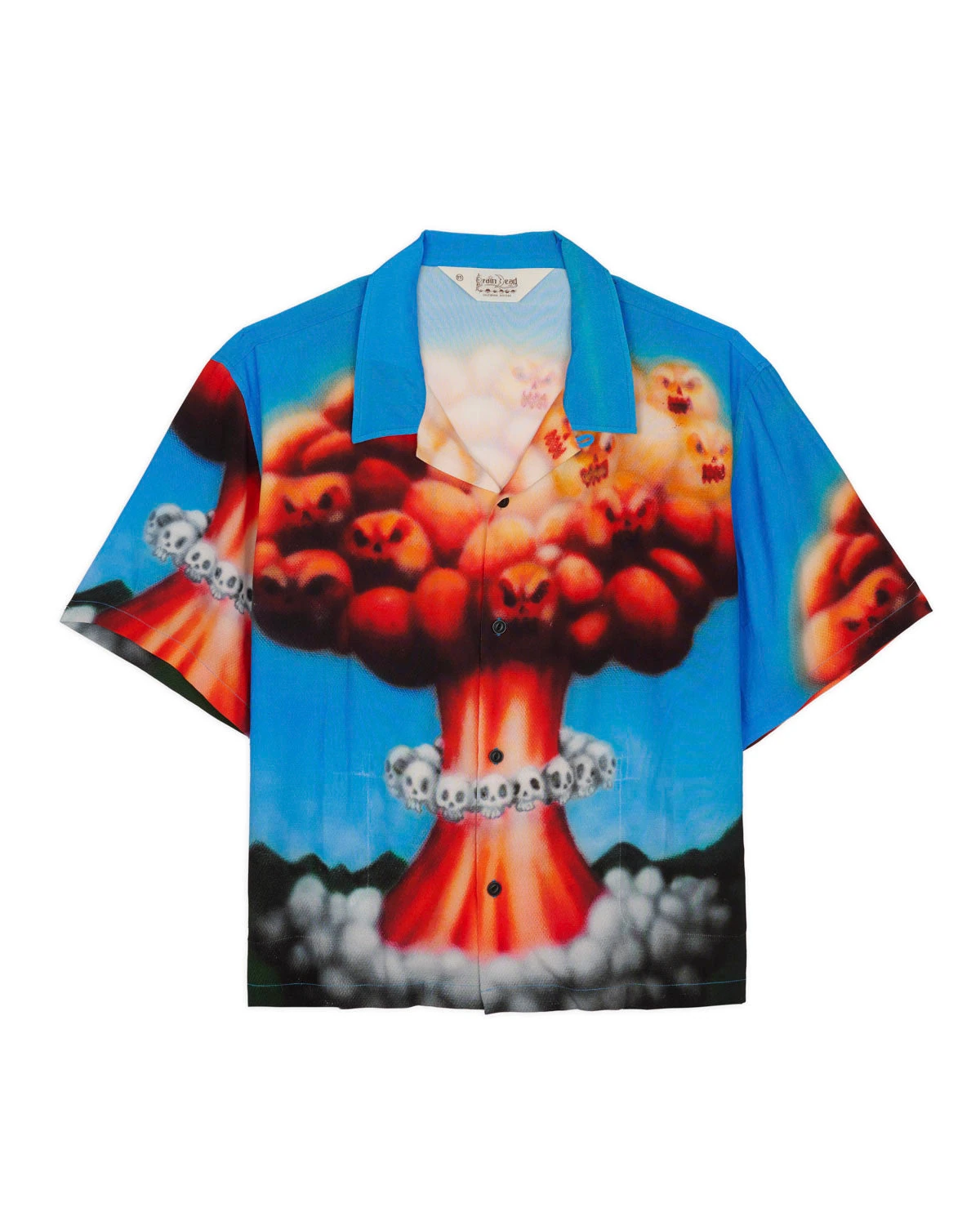Explosion Short Sleeve Button Down Shirt - Blue Multi    __streetdrip.top