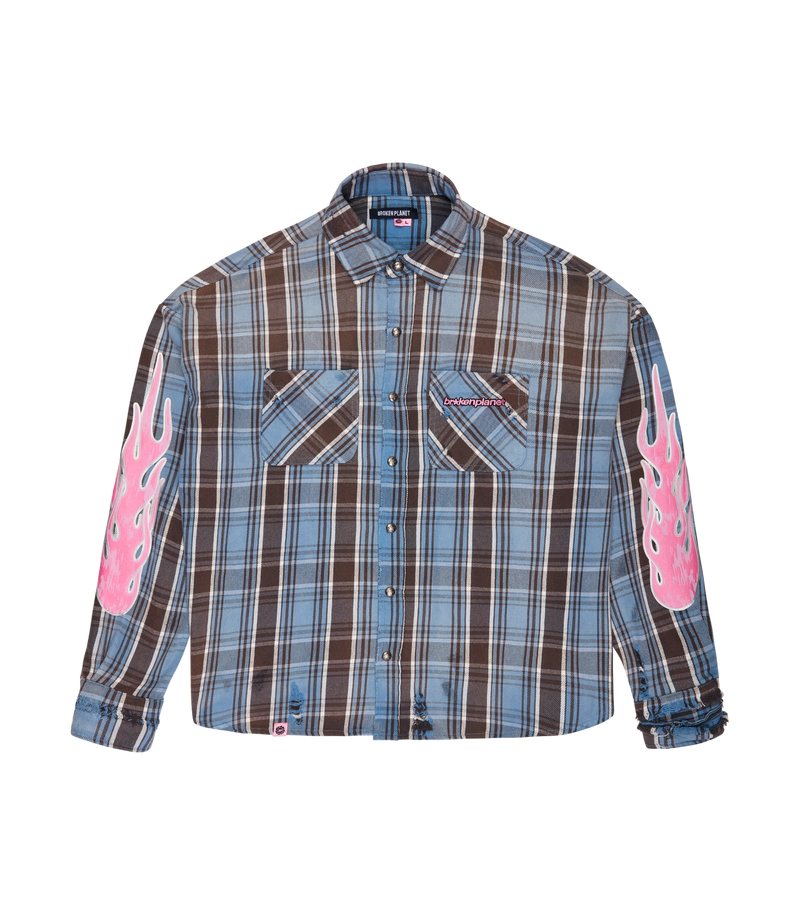 Distressed Flannel Shirt__streetdrip.top