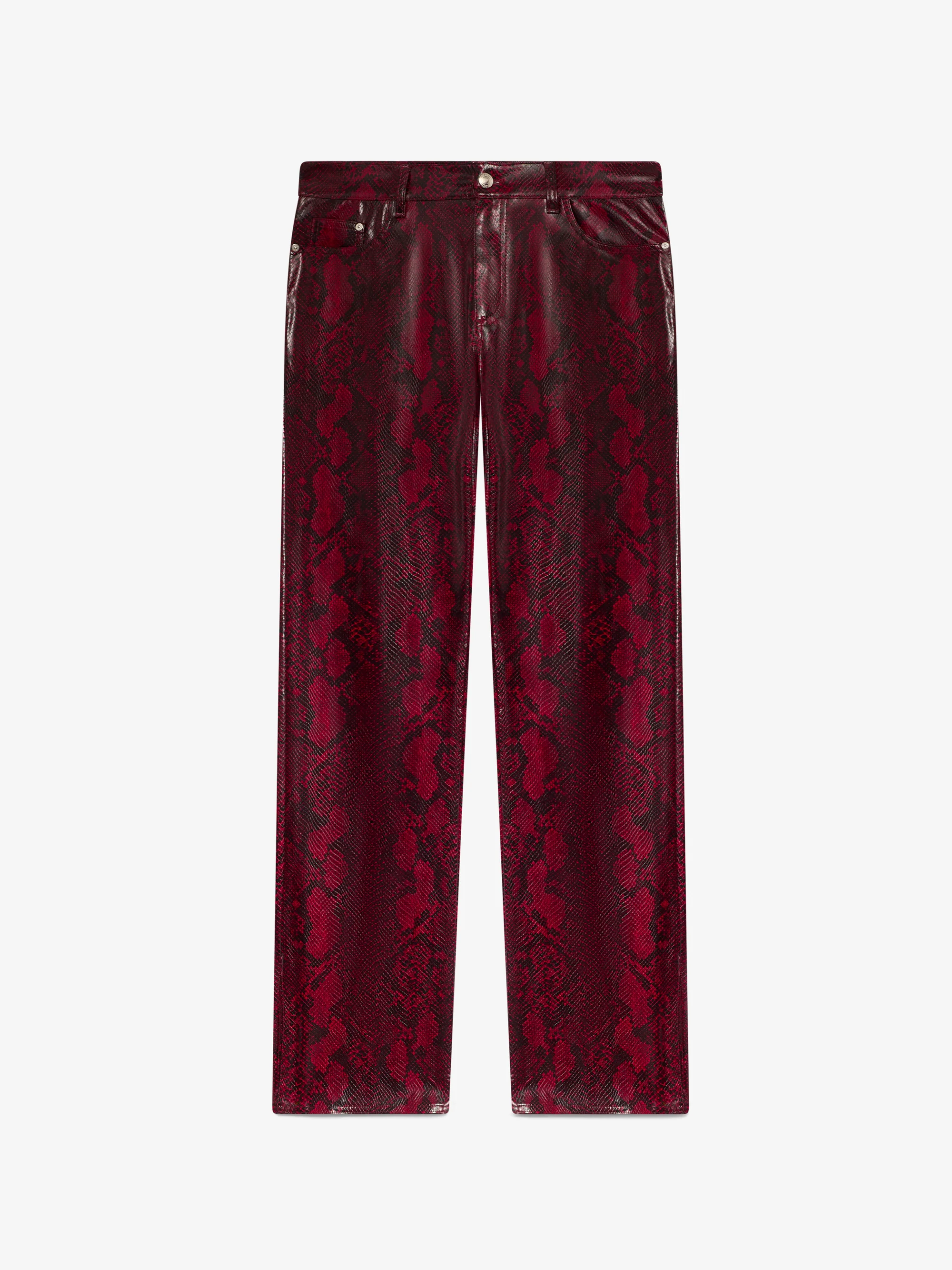 Python Faux Leather Trousers__streetdrip.top