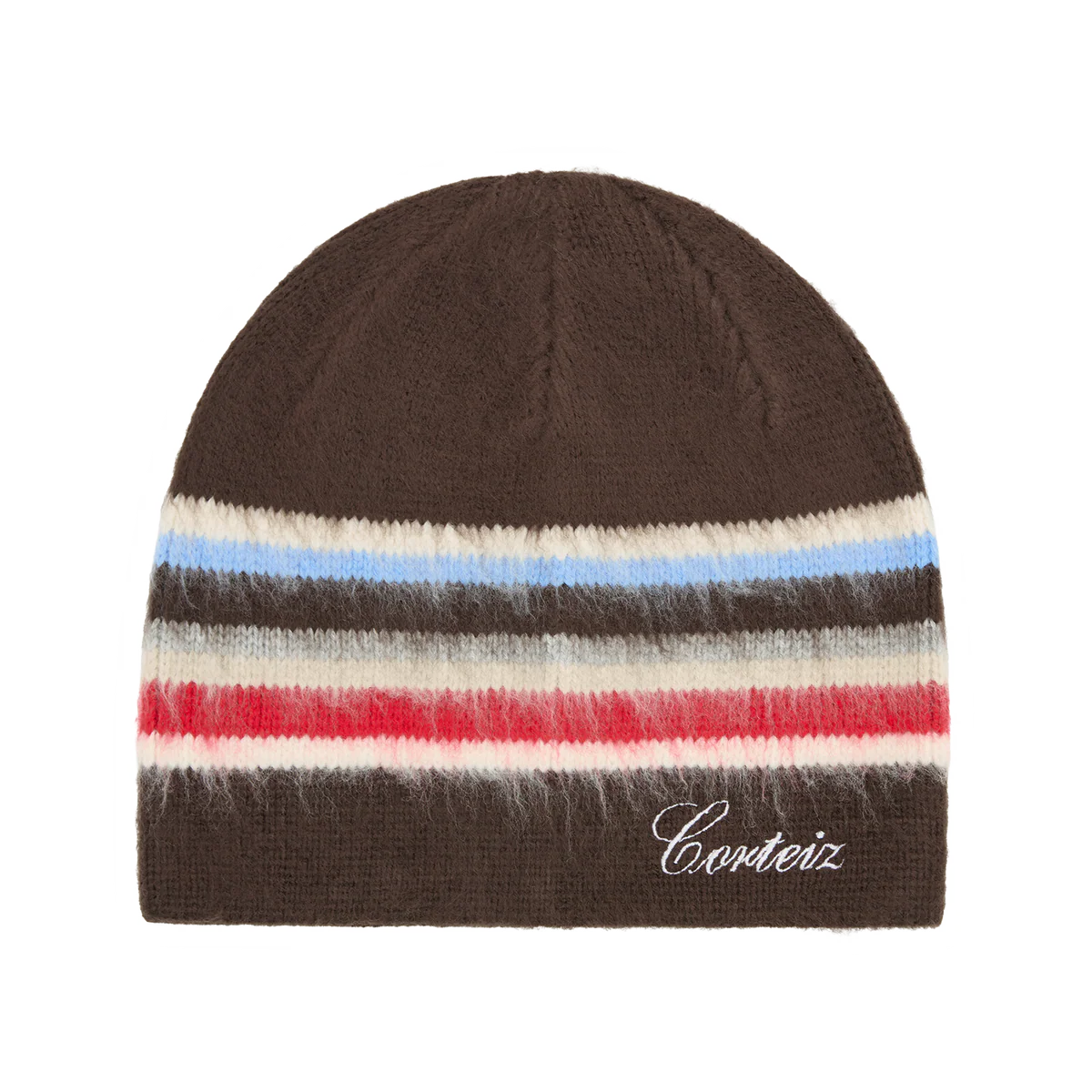 MULTI STRIPE KNIT BEANIE [BROWN]__streetdrip.top