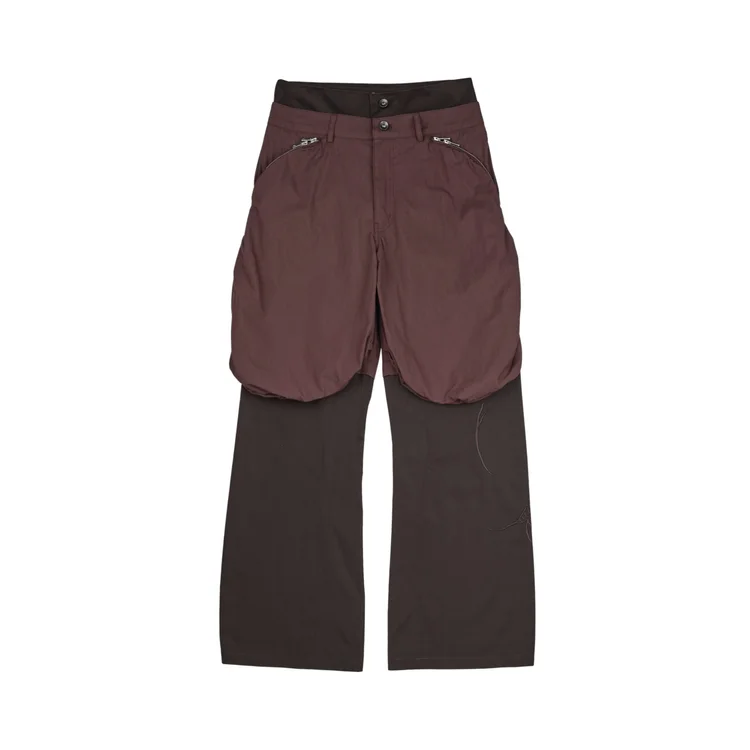 Bolsu Double Layered Trousers (Blood Red/Fondant Brown)__streetdrip.top
