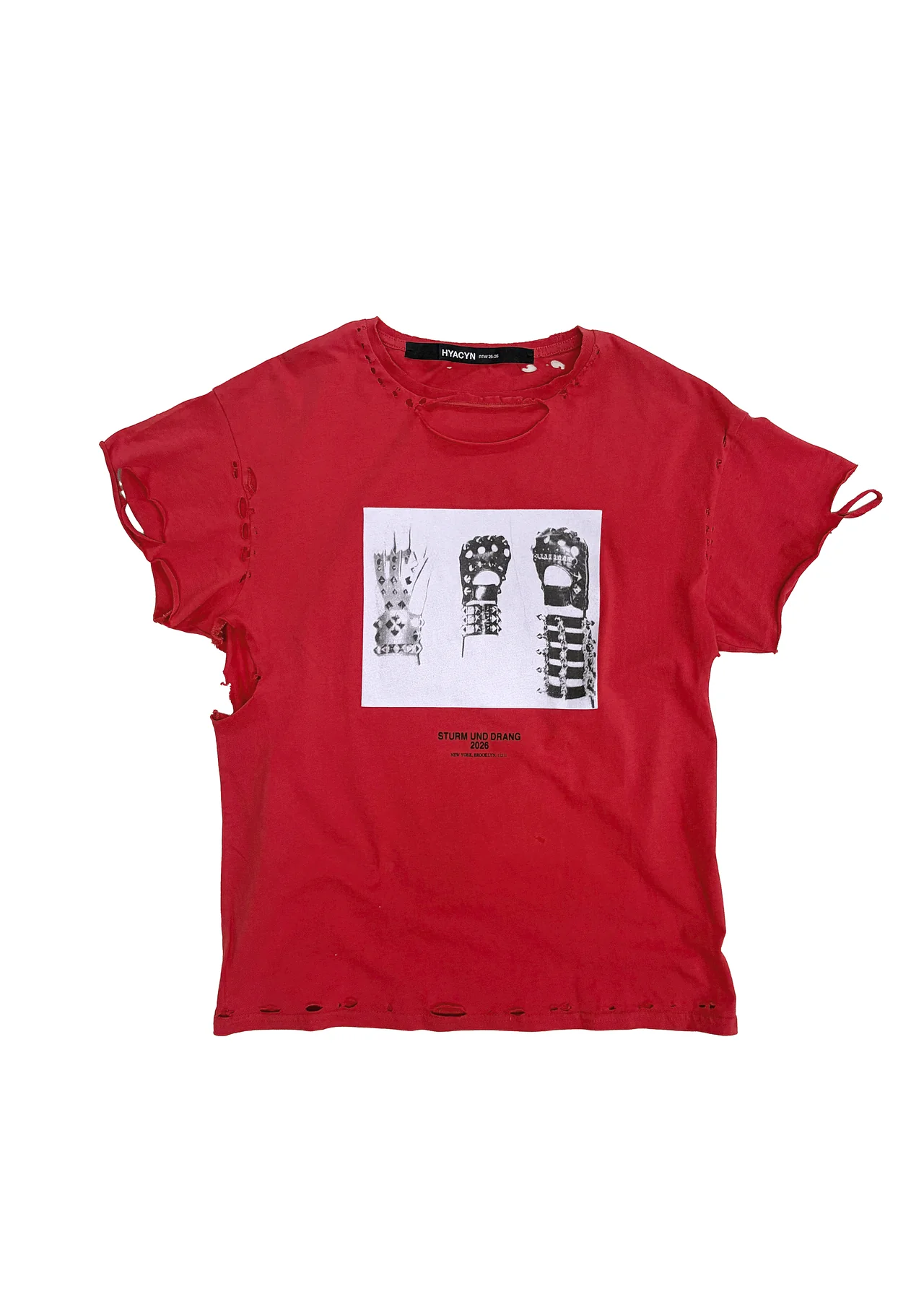 Eet T-Shirt Red Cotton Distressed Gloves__streetdrip.top