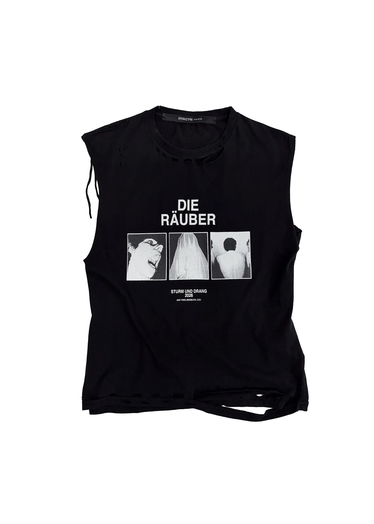 Eet T-Shirt Black Cotton Distressed ‘Die Raeuber’__streetdrip.top
