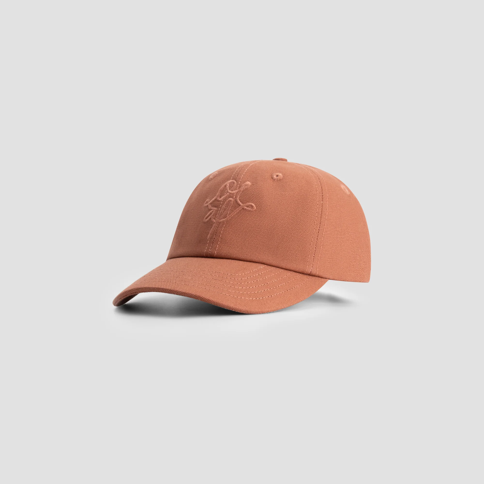 MONOGRAM WASHED CANVAS CAP - BURNT CORAL__streetdrip.top
